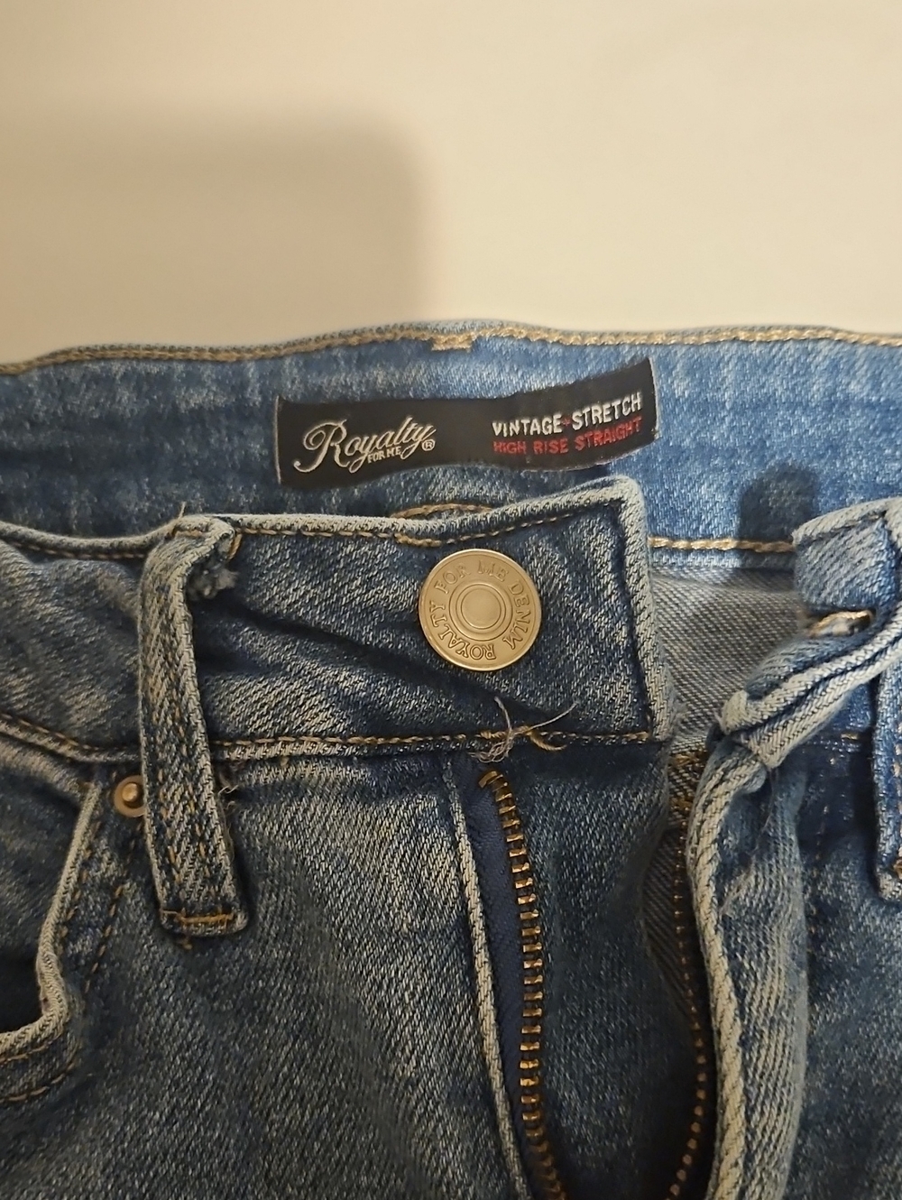 Royalty For Me Vintage Stretch High Rise Straight Ankle Jeans - Blue